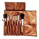 Set De Brochas Pfiffery 7 Und. + Estuche Maquillaje Belleza Color Marrón