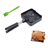 Máquina Taiyaki Pancakes Japonesa + Cepillo - Negro.