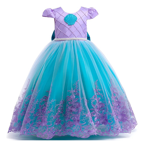 Disfraz De Ariel De La Sirenita Para Niñas, Elegante Vestido Bordado De Princesa De Encaje Para Niños, Halloween, Carnaval, Fiesta De Carnaval, Ropa C