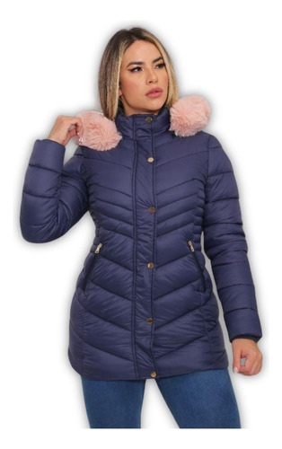  Parka Feminina Forrada Com Pelinhos Puffer Moda Inverno