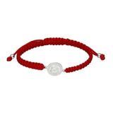 Pulsera Ajustable Trenzada San Benito Baby Roja Plata