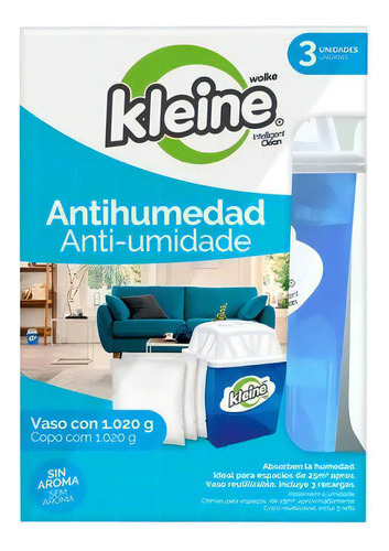 Vaso Cuadrado + 3 Recargas Kleine Absorbe Humedad Sin Aroma