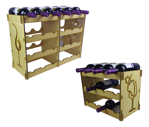 2 Cavas, Soporte Para Botellas De Vino Para 24 Y 12 Botellas