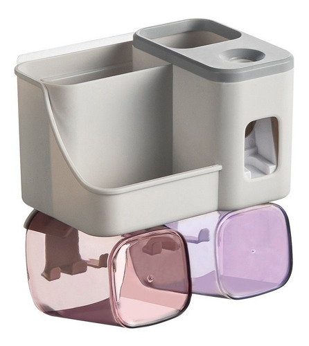 Dispensador Pasta Dental Cepillos Organizador Baño 2 Vasos