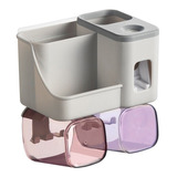 Dispensador Pasta Dental Cepillos Organizador Baño 2 Vasos