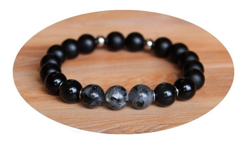 Pulsera Piedras Naturales Obsidiana Negra Labradorita Ónix