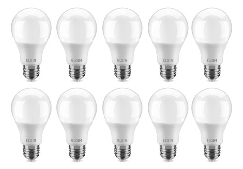 Kit 10 Lâmpada Led Bulbo 12w A60 3000k Branco Quente - Elgin