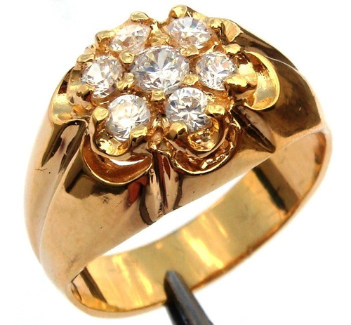 Anillo De Caballero Mod Roseta M De Auténtico Oro Macizo 14k