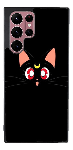 Funda Para Galaxy Sailor Moon Gato Luna Fondo Negro Cara