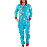 A Pijama Tipo Mameluco Estampado Navideño Para Hombre,