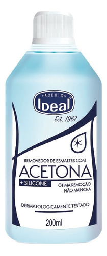 Removedor De Esmaltes Com Acetona + Silicone Ideal 200ml
