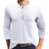 Polera Base Henley's De Manga Larga Con Tres Botones