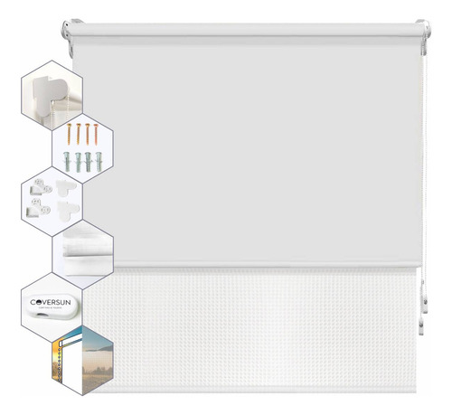 Cortina Roller Doble 150x120cm Blackout + Sunscreen Coversun