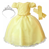 Vestido De Festa Infantil Princes Amarelo Luxo Menina Premiu