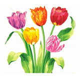 Amscan Bright Tulips Plato Cuadrado (25,4 Cm), Multicolor