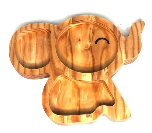 Plato De Comida Madera Infantil Personalizado Elefante