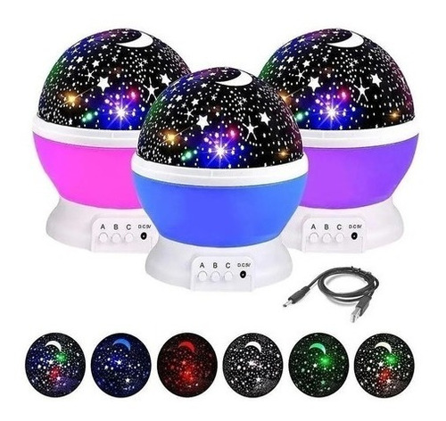 Luminária Infantil Projetor Lua Estrela Galaxia Abajur Mesa