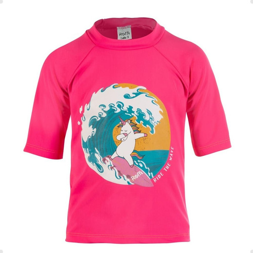 Remera Uv Fps 50+ Fucsia Nena Unicornio Rofft Playa Pileta 