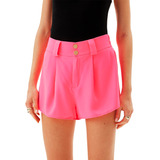 Short Easy Lança Perfume Alfaiataria Av24 Rosa Feminino