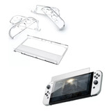 Cristal Case /acrilico Transpar +vidrio Nintendo Switch Oled