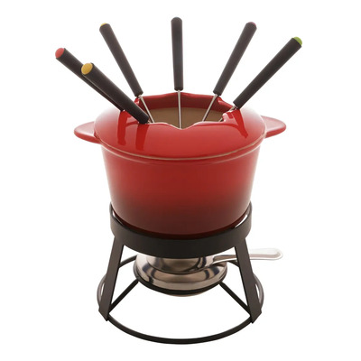 Aparelho Fondue Com 11 Peças de Cerâmica e Base de Metal Vermelho - Wolff | Frete grátis