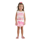 Conjunto Mon Sucré  Infantil Cropped Tela  Short Saia