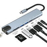 Hub Usb C 8 En 1 Carga Rápida Y 4k