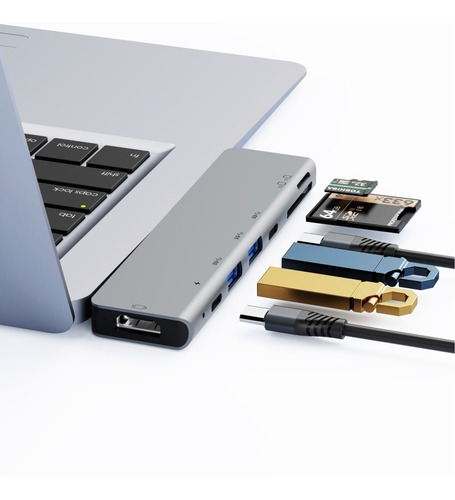 Adaptador Usb C 7 En 1 Hdmi Sd  Usb 3.0 Pd Para Macbook Pro