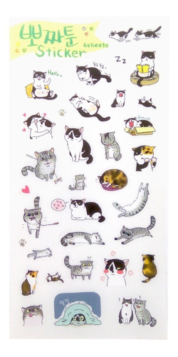 200+ Stickers Decorativos Gatos Conejos Kawaii Notebook