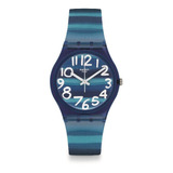 Reloj Swatch Linajola Gn237 Caucho Gent. Unisex Color De La Malla Azul Color Del Bisel Azul Color Del Fondo Azul