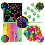 Kit Festa Neon Cortina Balão E Painel Decoração Balada