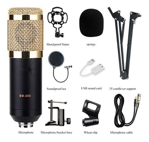 Kit Profesional Microfono Bm 800 Condensador 