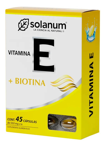 Solanum Pharma Vitamina E + Biotina 45 Cáps 550 Mg C/u Sabor Sin Sabor