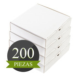 200 Cajas Para Pizza 14x14x5cms Carton Microcorrugado Blanca