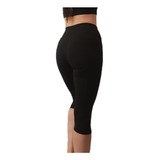 Calza Capri Negra Lisa De Lycra Tiro Alto!