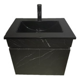 Lavabo Negro, Mueble Flotante Negro Y Kit De Instalación