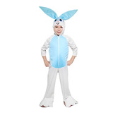 Disfraz De Primavera Conejo Blanco Con Azul Mameluco Unisex Niño