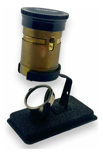 Antiguo Microscopio De Campo Alemán De Latón Con Soporte