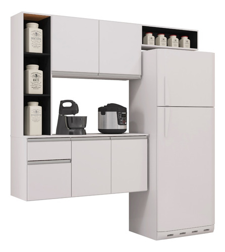 Cocina Superior 5 Puertas Compacto Mel 1,63m Negro Blanco