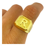 Anel De Letra R Masculino Ouro 18k Dedeira Banhado Exclusivo