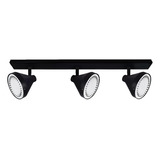 Aplique Barral Riel 3 Luces Ar111 Led 11w Negro Spot Movil