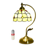 Lámpara De Mesa Estilo Tiffany Beige Decoración De Cu...