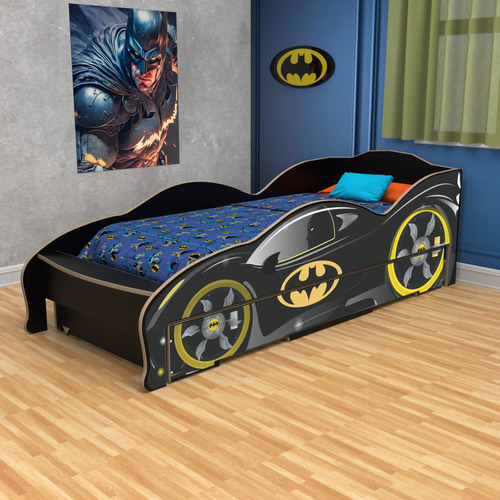 Cama Infantil Auto Batman 1 Plaza Y 1/2 1mt Cajones