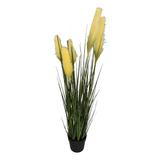 Planta Artificial Capim Pampas 1,10m Real Toque Com Vaso