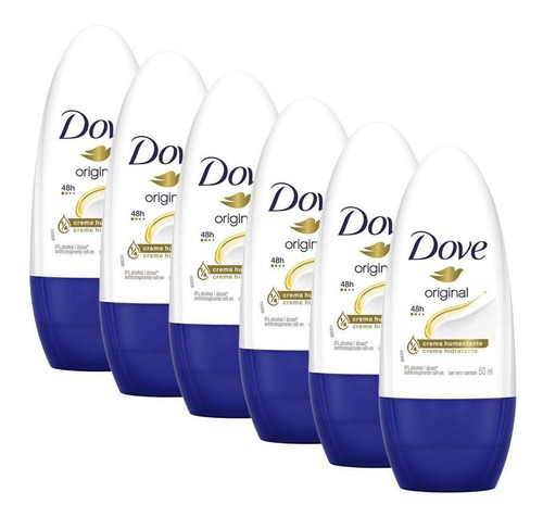 Kit 6 Desodorantes Dove Roll On Original 50ml