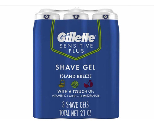 Gillette Sensitive Plus Gel 3 Pack Island Breeze 7 Onzas C/u