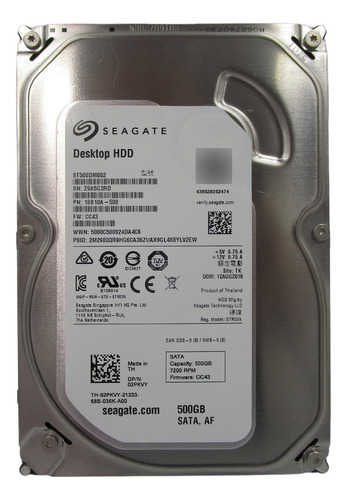 Disco Duro Interno Seagate 500gb 3.5  St500dm002 