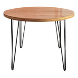 Mesa De Comedor Circular Madera Con Patas Hairpin 120 Cm