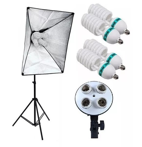 Kit Softbox 540w Tripé 4 Lâmpadas 50x70cm Ou 60x60cm