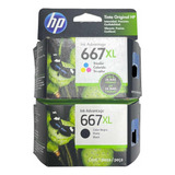 Combo Cartuchos Hp 667xl Negro Tricolor Originales 3ym80al